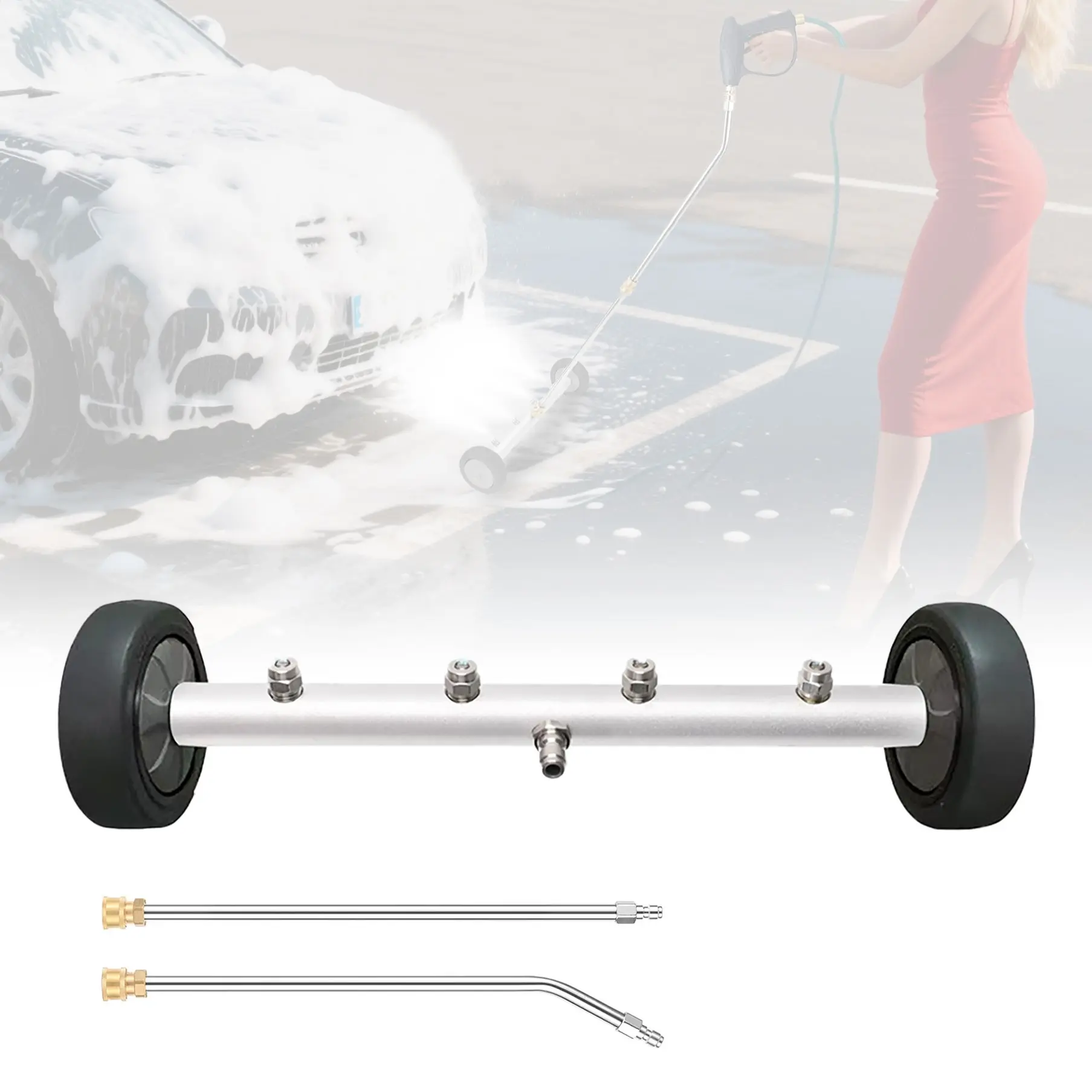Durable High-Pressure Car Underbody Washer, Electric Car Cleaning Machine with 2 Extension Rods, Floor and Car Bottom Cleaner, Dual-Purpose Cleaning Tool, Pressure Washer Undercarriage Cleaner