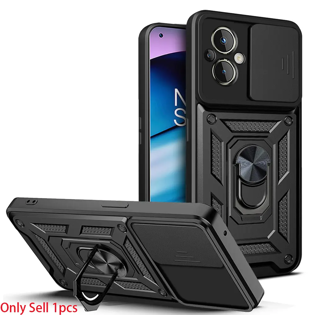 Case for Oppo A96 5G/Oneplus Nord N20 5G Lens Cover, Durable Push-Pull Design, Anti-Scratch & Dust Proof, Dual Layer Shockproof, Rotatable Metal Ring for Oppo A96 5G/Oneplus Nord N20 5G Case
