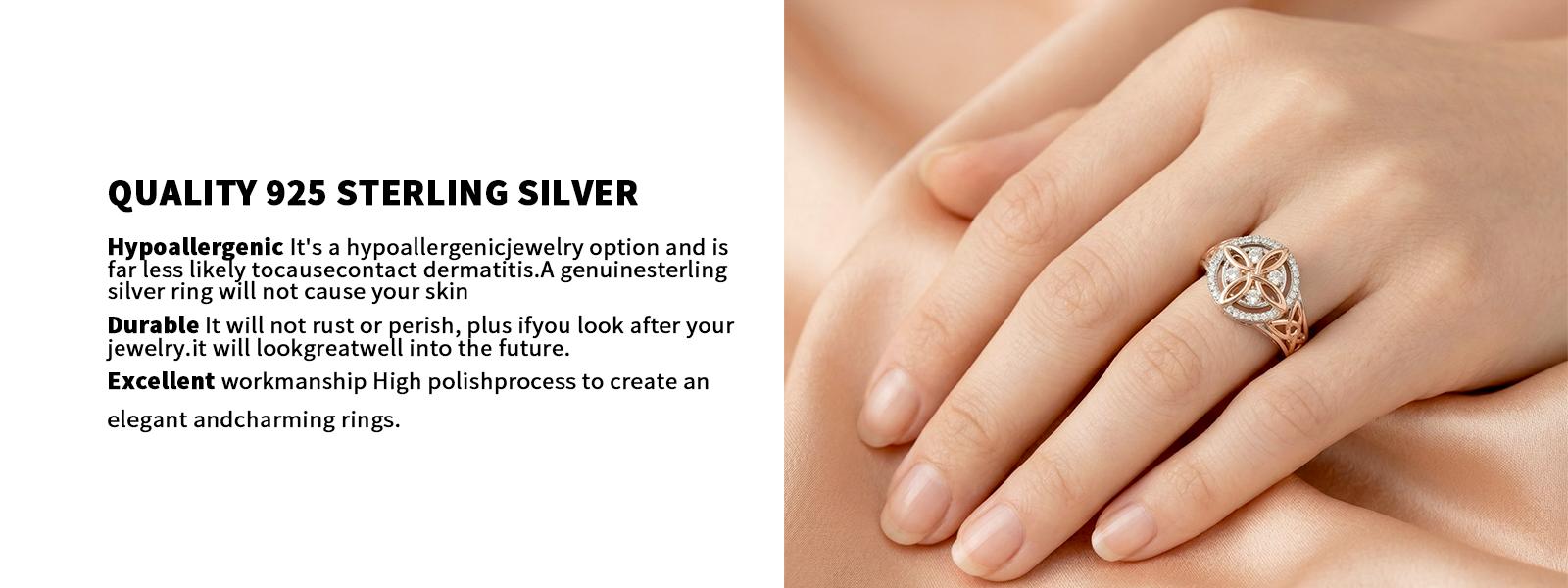 Rose Gold Plated Witches Knot Ring, Anillo Nudo de Bruja Original Celtic Knot , Cubic Zirconia Decorated Witch’s Knot Ring, Witchtok Witch  Pagan  for Devotion and Protection Valentine’s Day gift crystal jewelry