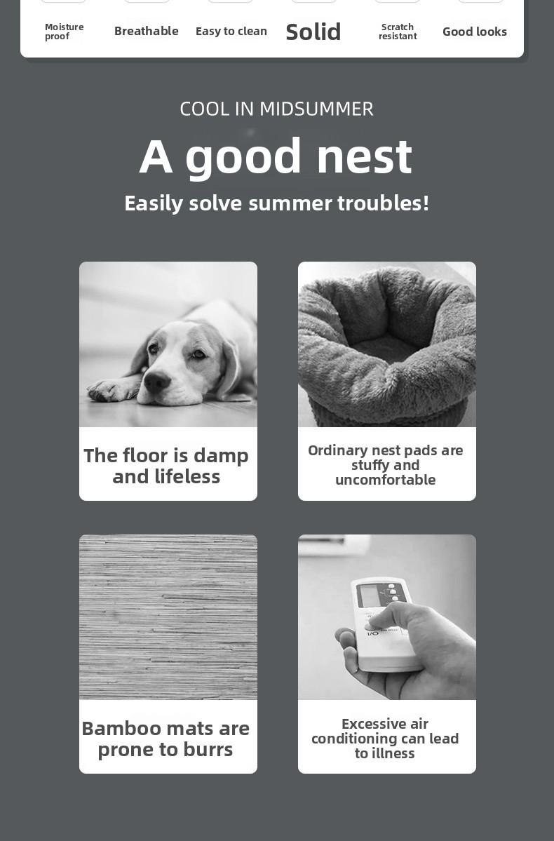 SoPets Cooling Pet Bed Mat for Summer Breathable Hemp Dog Bed with Non Slip Bottom Square Dog Crate Pad for All Seasons Indoor Outdoor Use