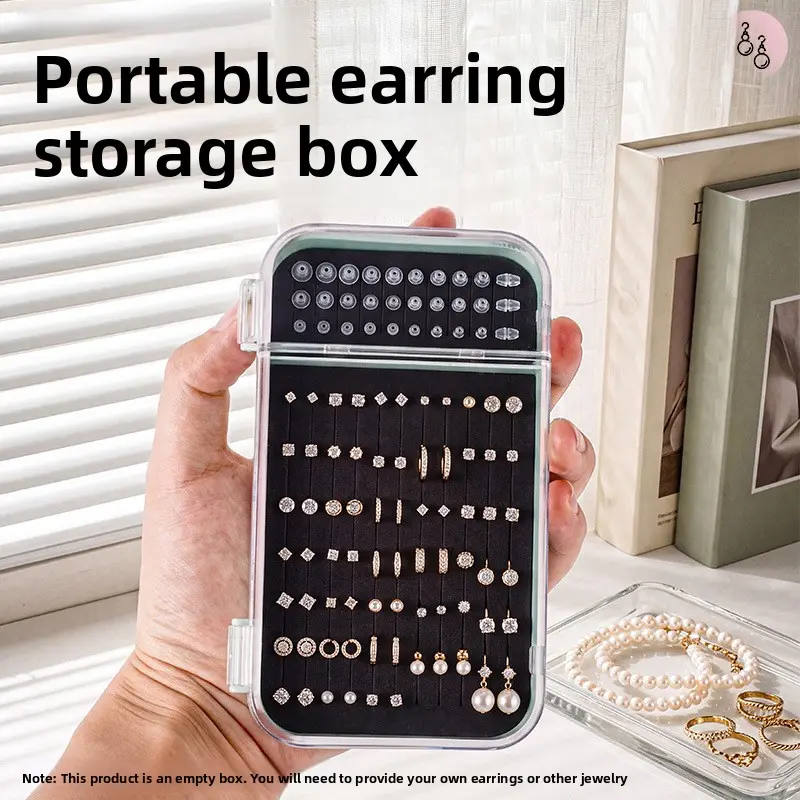 Jewelry box, earring storage box, large capacity, dustproof, portable, for organizing earrings and other jewelry, specifically designed for earrings and studs