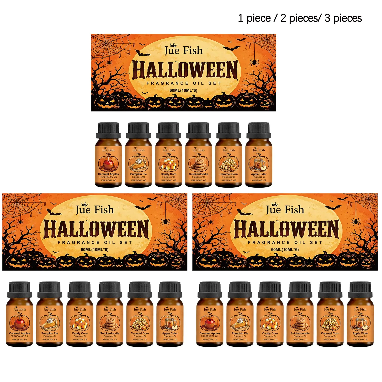 Halloween Fragrance Essential Oil Set (10ML*6/12/18), Gentle Freshness, Odor Removal, Natural Scent, Indoor Air Freshener, Party Gift