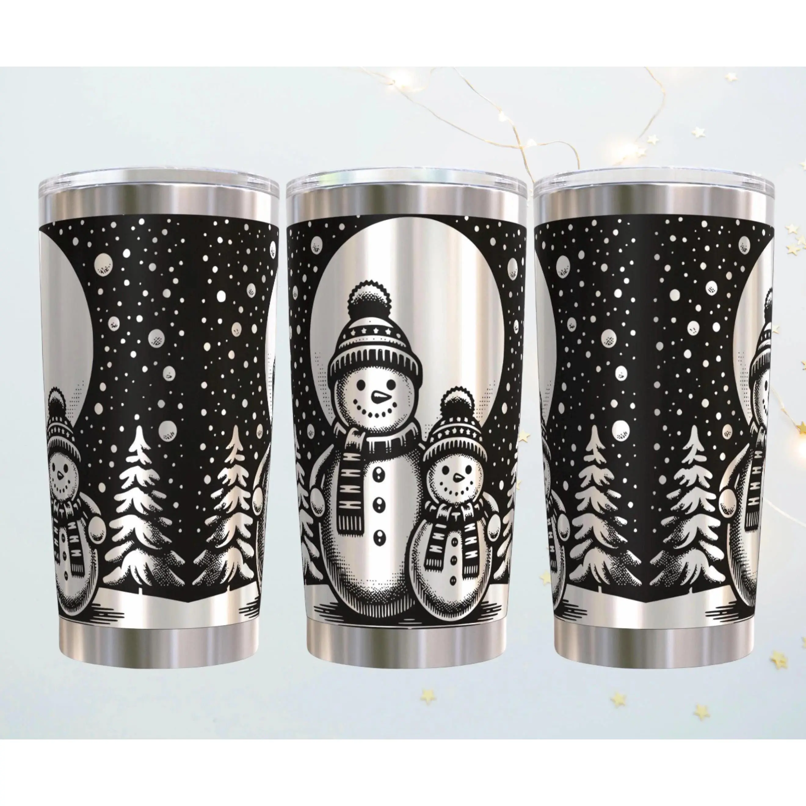 Christmas Laser Engraved Snowman Tumbler 20oz