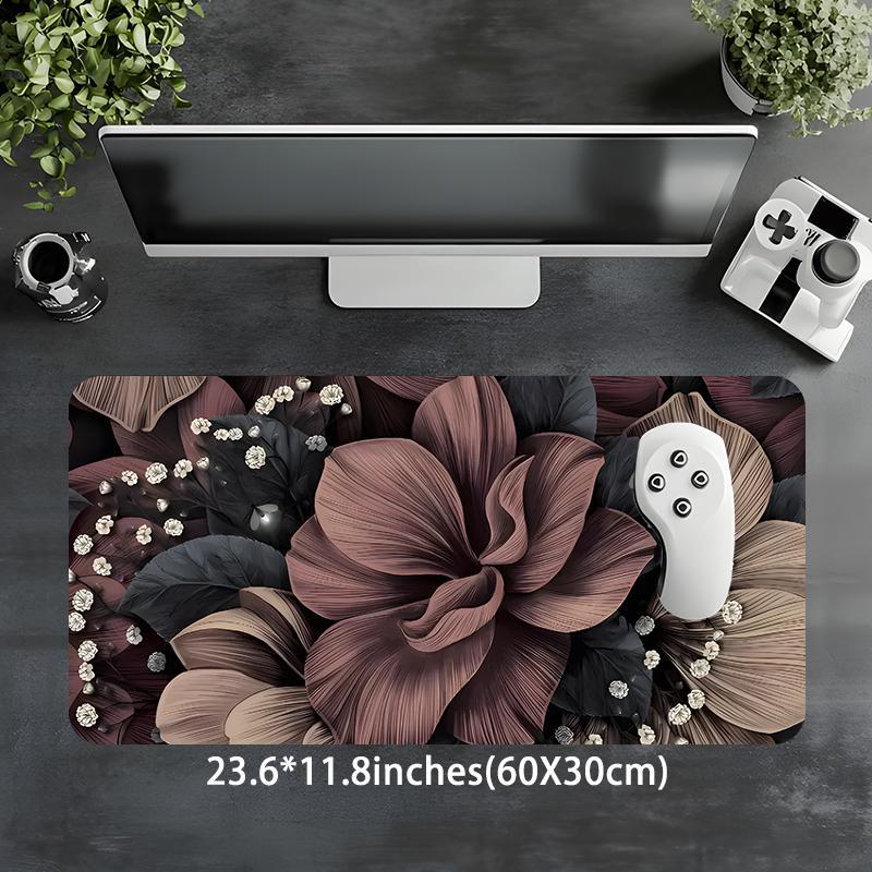 Flower Pattern Mouse Pad, Rectangle Gaming Mouse Pad, Office Desk Keyboard Mat for Home Office Desk, Desk Decor for Home Office