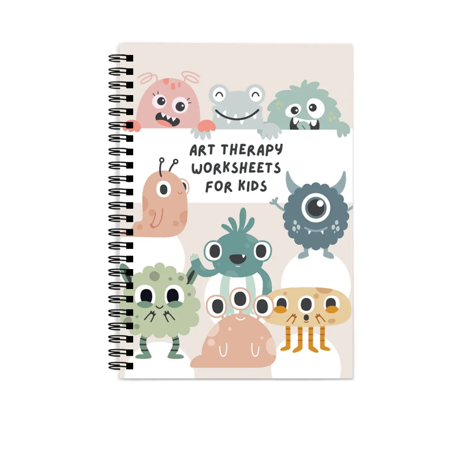 Cute Monster Illustration Emotion Management Drawing Practice Book, 50 Pages, Fun Art Activity Book for Kids, Educational Coloring Workbook