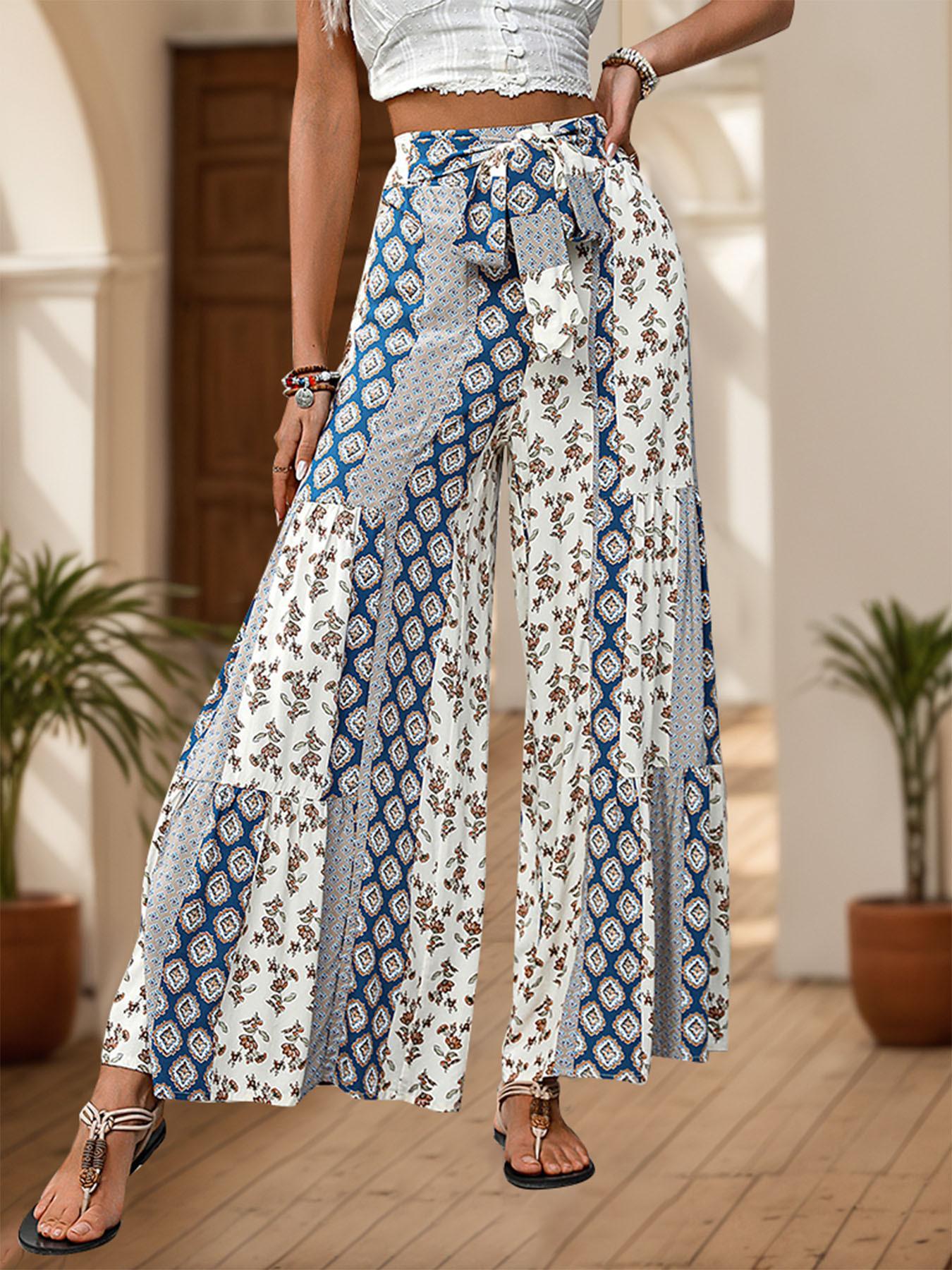 Women's All Over Print Pants, Boho Casual Comfy Trousers for Beach Vacation Holiday, Ladies Bottoms for Summer, Casual Bohemian Trousers