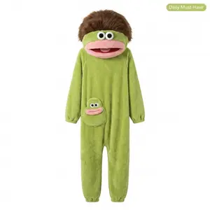 Onesie Pajamas for Adults Funny Cartoon Big Mouth Monster Jumpsuit Thick Coral Fleece Warm Winter Loungewear Unisex Men Women Couple Sleepwear Silly Cute Plush
