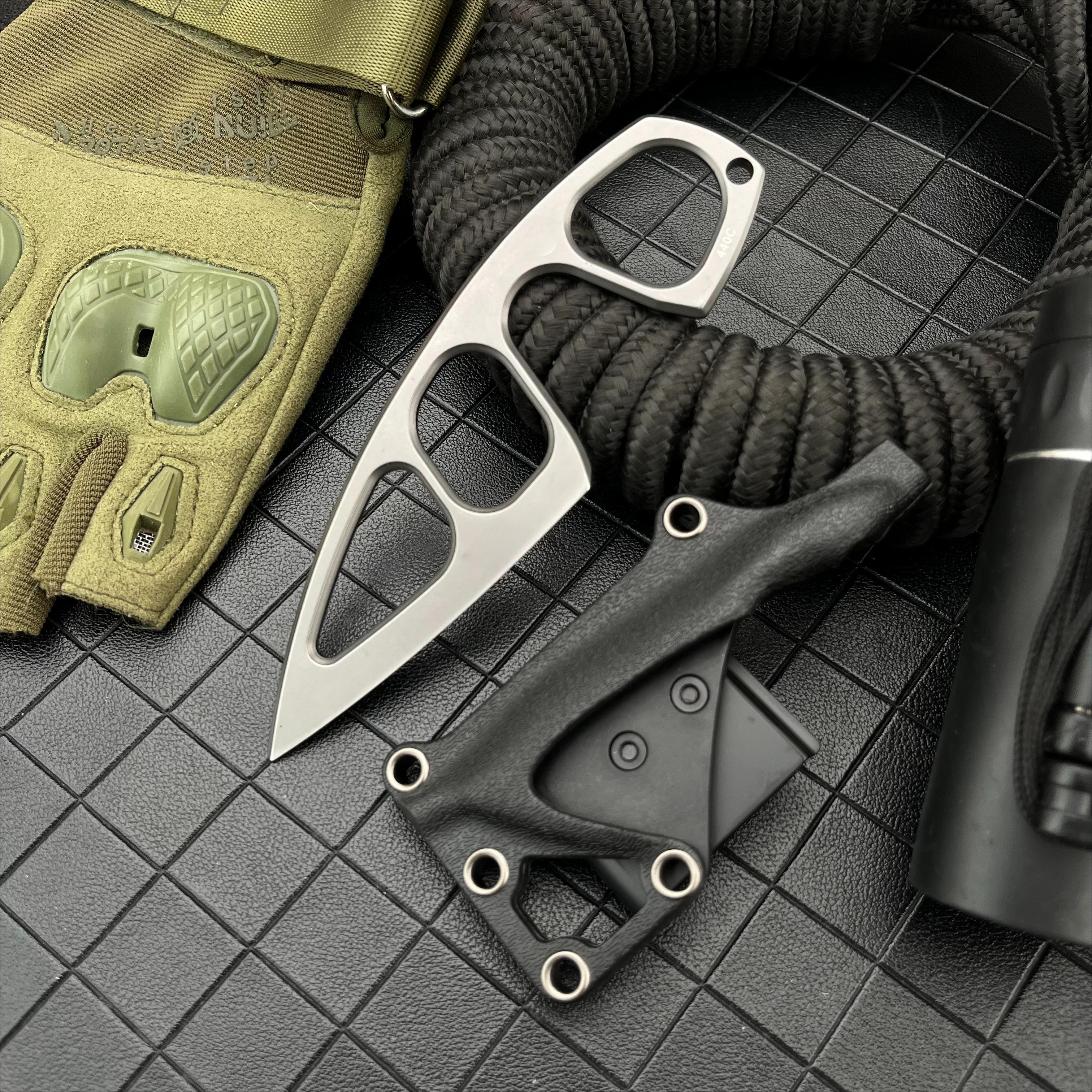 Mini Fixed Blade Knife 440C Full Tang Pocket EDC Knives with ABS Sheath Easy To Carry Outdoor Neck Knifes