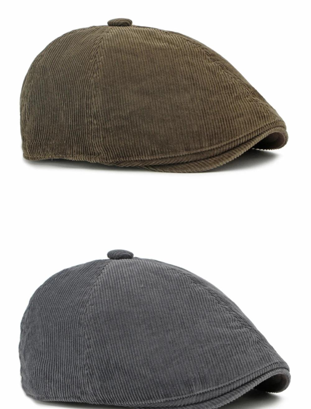 HT5051 Mens Berets Women Retro Artist Painter Beret Hat Spring Autumn Winter Flat Cap Male Female Corduroy Octagonal Beret Caps