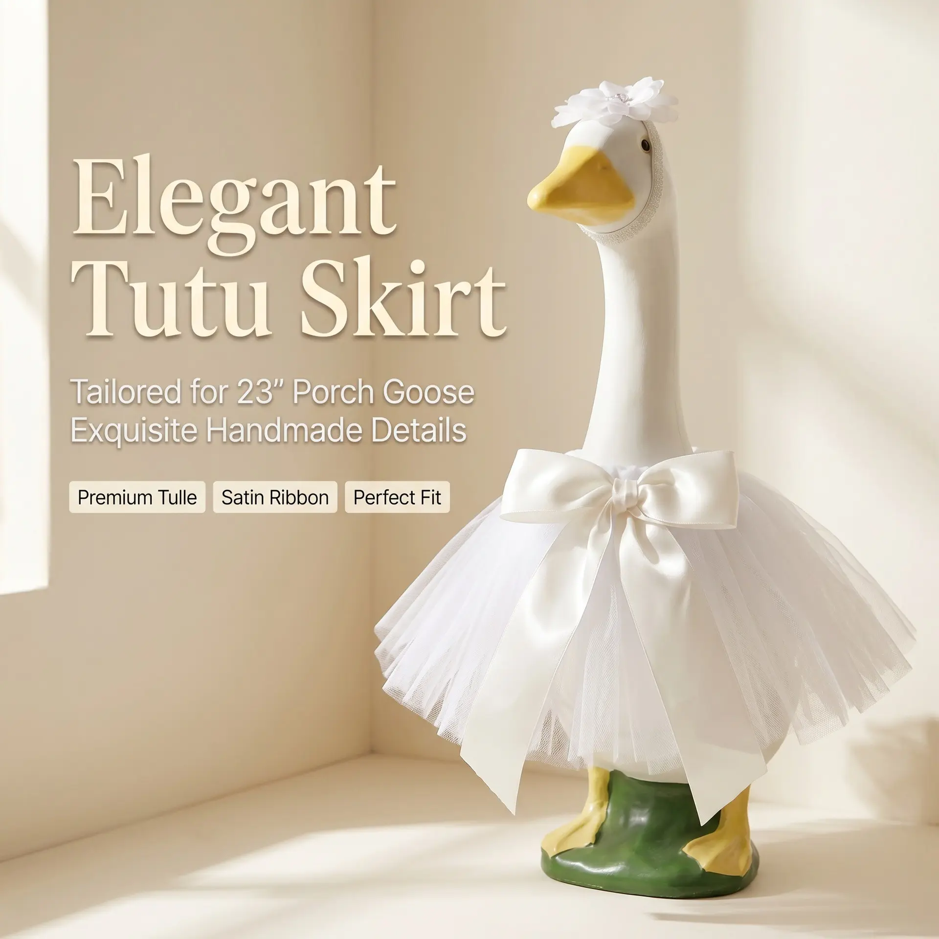 23-Inch Elegant Tutu Dress for Duck Costume, Princess Tutu Skirt Accessory, Garden Entrance Decor, Wedding Scene DIY Fashion