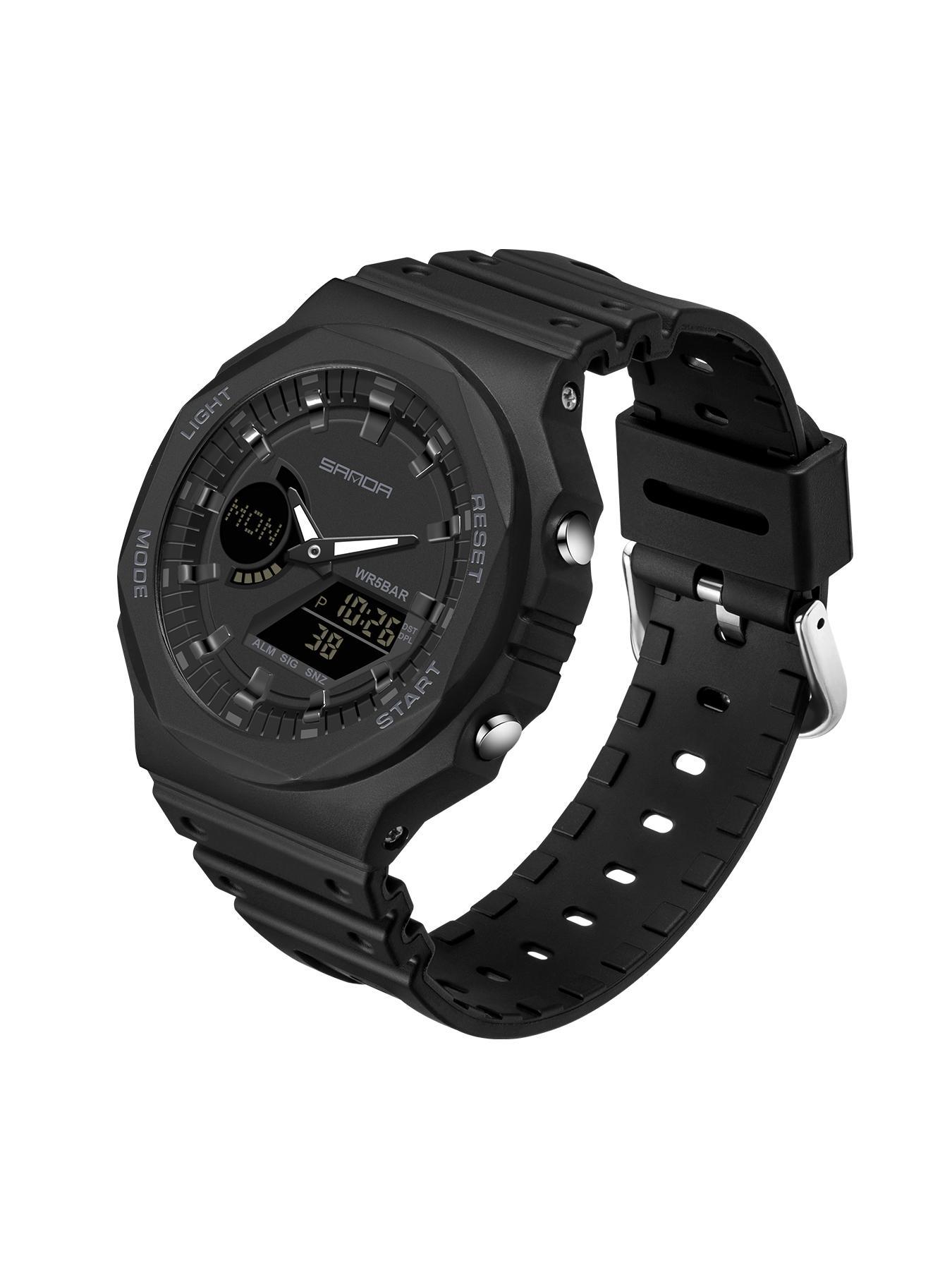 Men's Sportive Digital Analog Quartz Watch, Fashionable Digital Watch with Silicone Strap, Waterproof Watch with Digital Display for Men, Modern Waterproof Watch, Sporty Waterproof Watch, Digital Analog Watches, Modern Trendy Watch, Fashionable Wristwatch detail 3