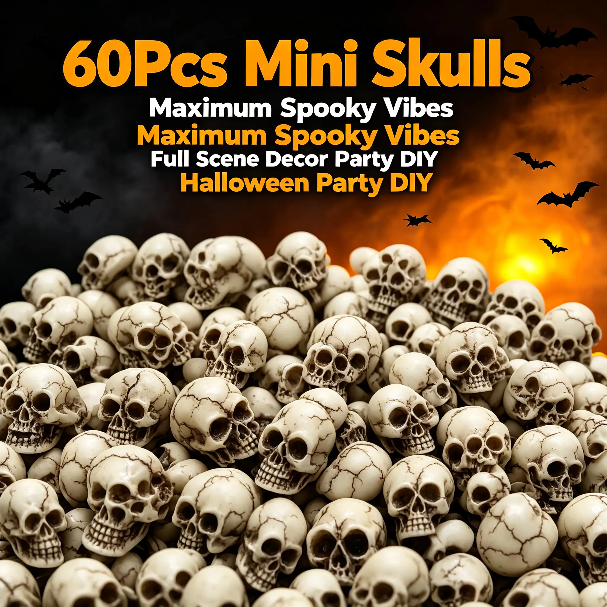 20/40/60 Pack Mini Skull Statues, Tiny Skull Ornaments for Halloween Decor, Creepy DIY Decorations for Fish Tanks, Terrariums, Garden, Desk & Party Displays