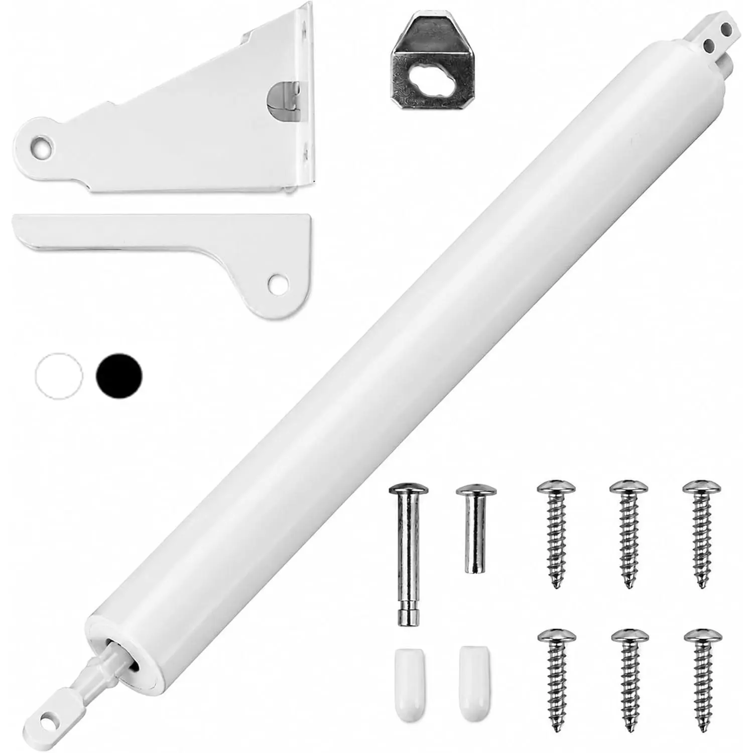 Storm Door Closer,1 Set Screen Door Closer,Pneumatic Door Bracket, Window Closer Safety Closure with Hold Open for Storm(White)