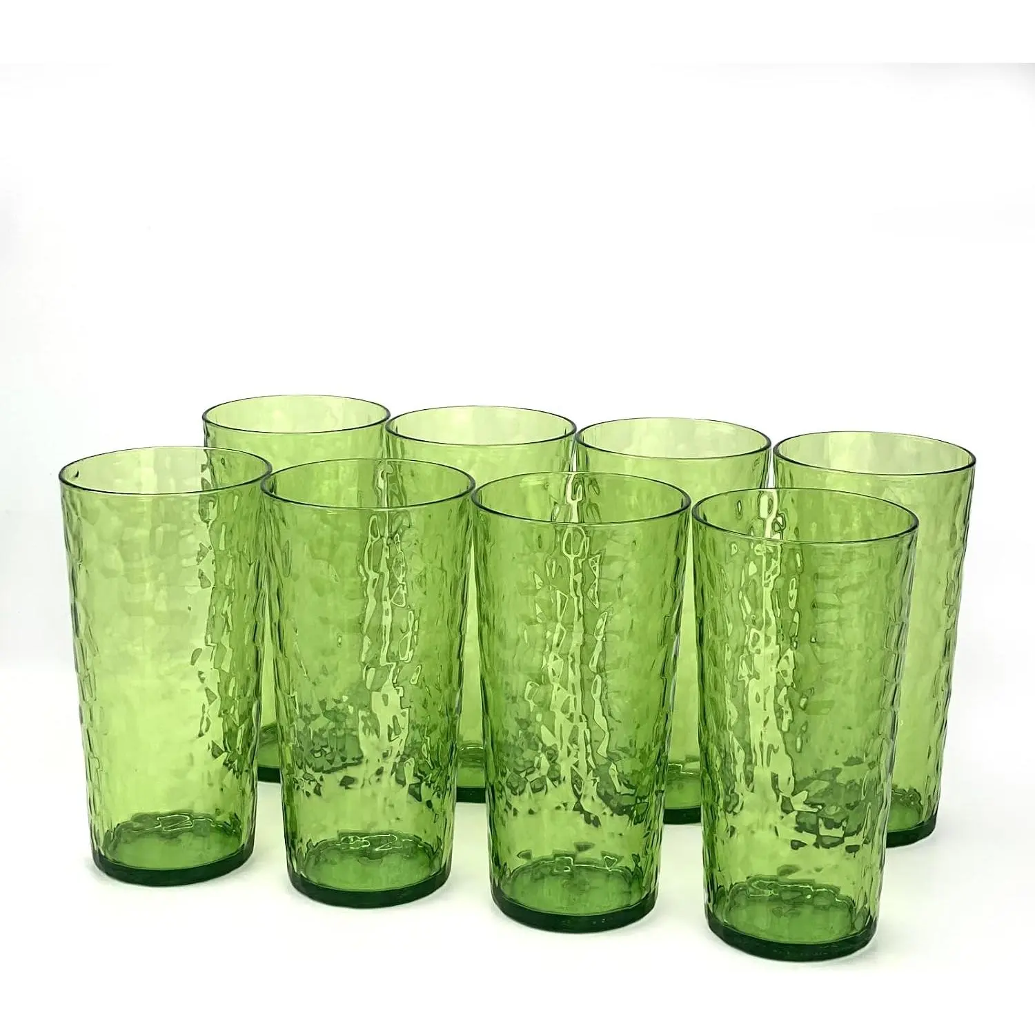 24-Ounce Plastic Tumbler  Drinking Glasses,  Plastic Cups, Stackable, , Shatter Proof, Dishwasher Safe, Set of 8 (Green)