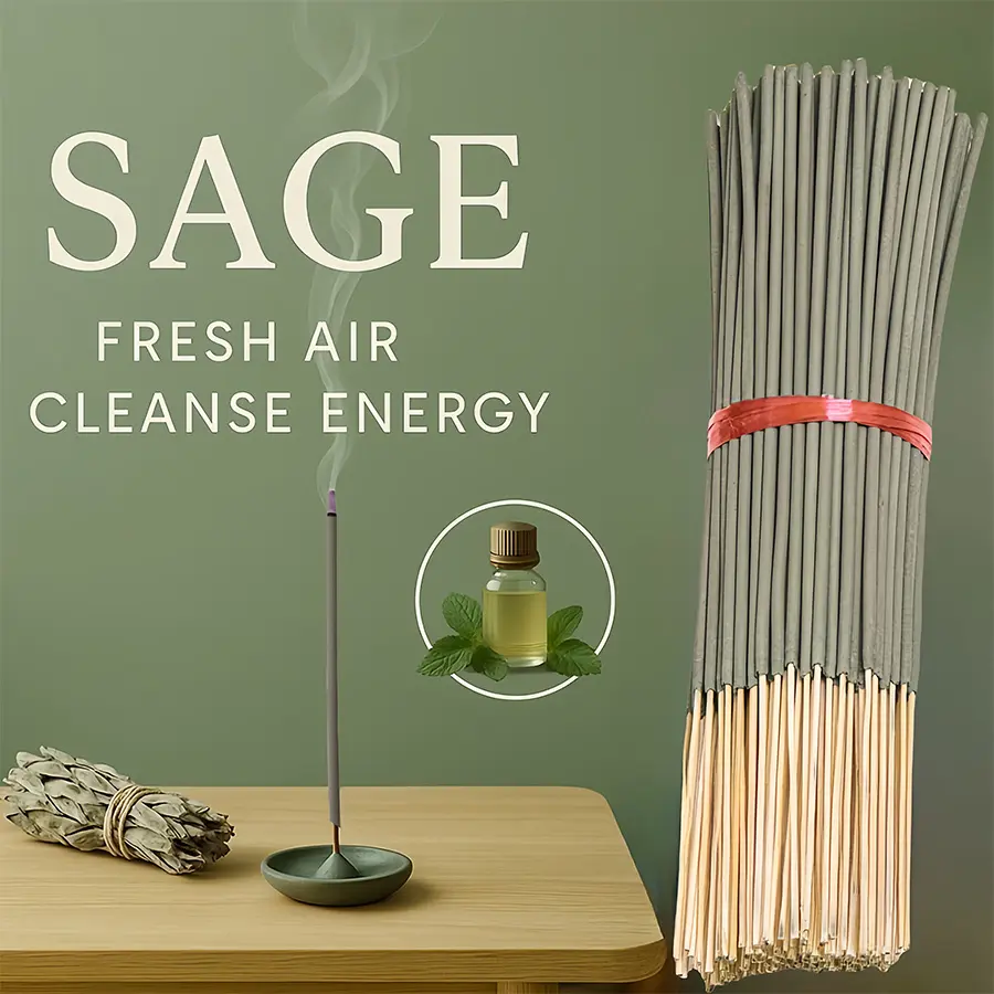 20/50/125/200/400-Count Sage Aromatherapy Scented Sticks, 22cm, Ideal for Yoga & Meditation, Mind Purification & Negative Energy Elimination