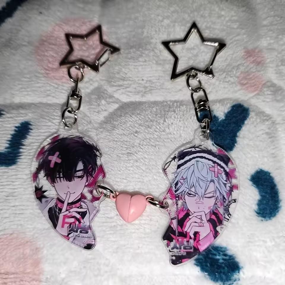 2pcs ALIEN STAGE Anime Couple Keychain Alienstage Ivan Till Luka Hyuna Magnetic Acrylic Pendant Backpack lovers Pendant Gift