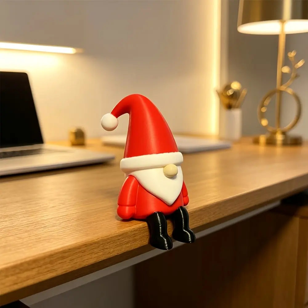 Mini Dwarf Santa Claus Sitting Statue, Perfect for Bookshelf Edge, Office Desk, Home Desktop, Ideal Christmas Decoration