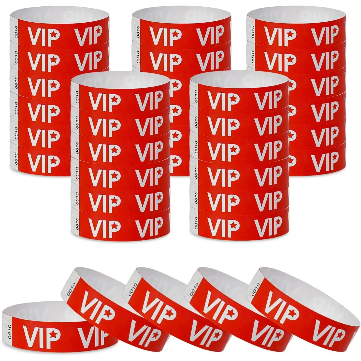 500 count VIP Paper Wristbands for Events  Wrist Bands Lightweight Festival  Bracelets Neon Adhesive Event Arm Bands for Party(Red)