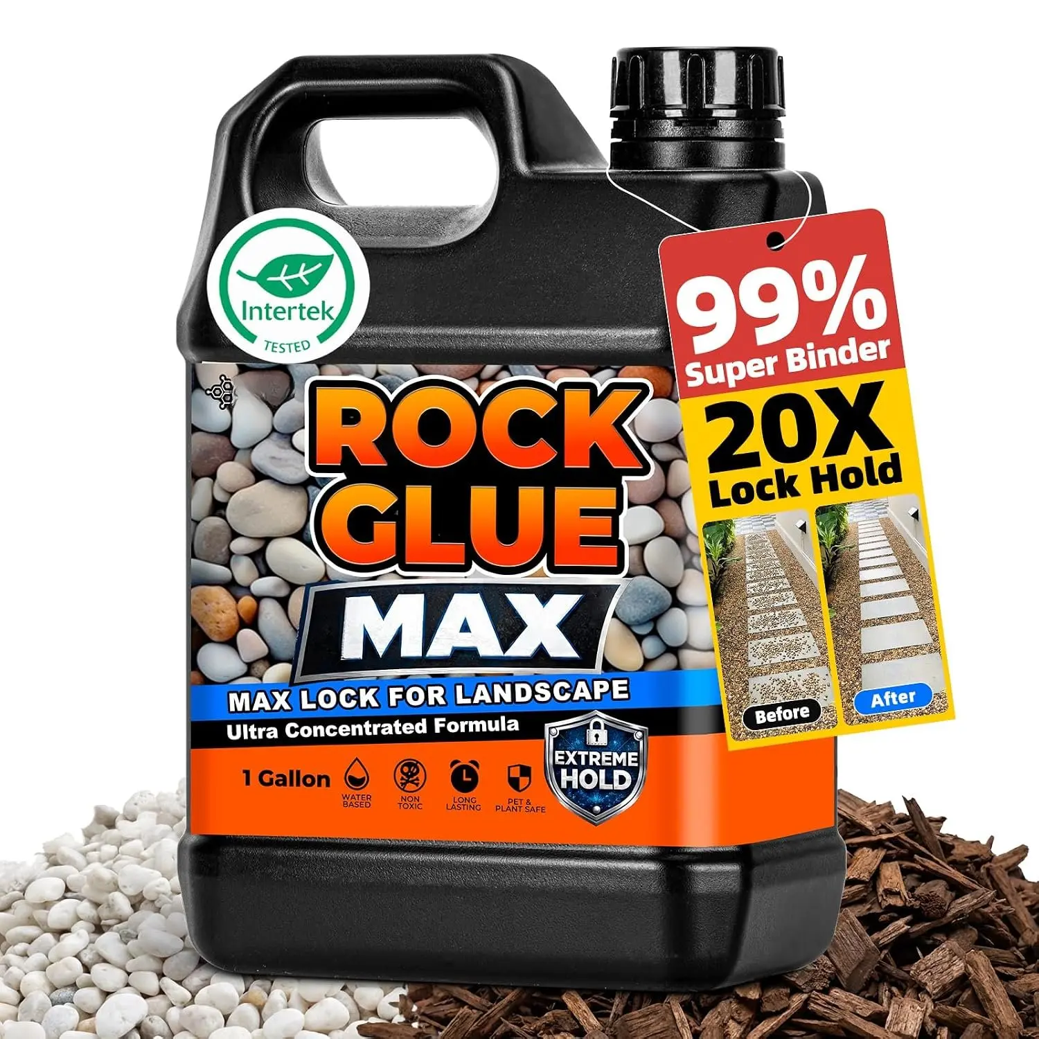 JDicton Rock Glue for Landscaping 1 Gallon - Concentrated Mulch Binder for Landscaping for Pea Gravel, Pebble & Stone, Landscape Glue for Patio & Driveway,  Permeable,  Safe, Last 2