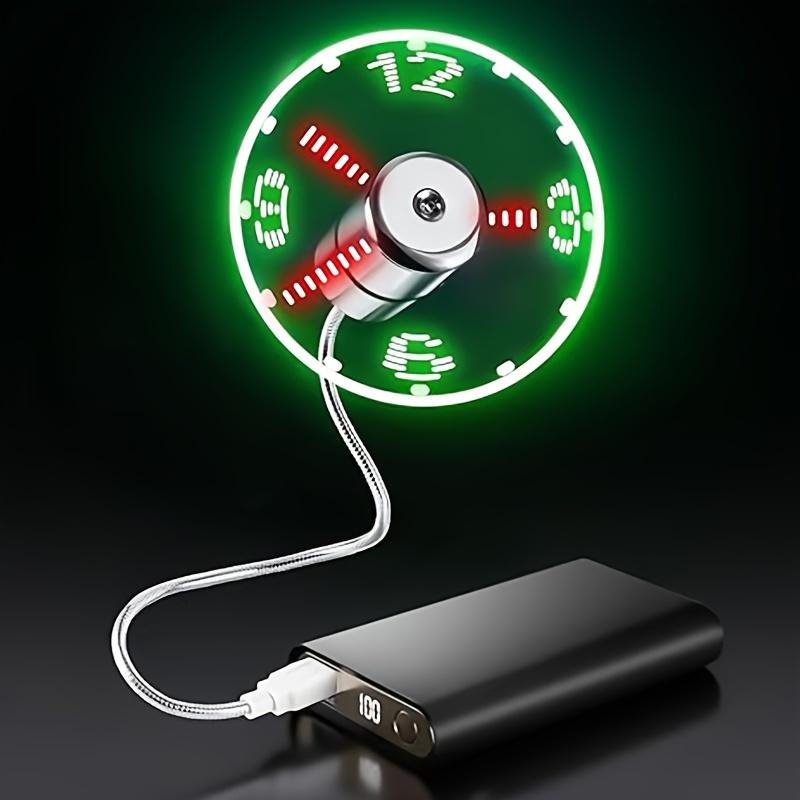 Portable USB LED Clock Fan with Time Display, 4-5 Hour Timer, Compact Metal Design, Green & Red LED Display, No Battery Needed, Silvery White Electronic