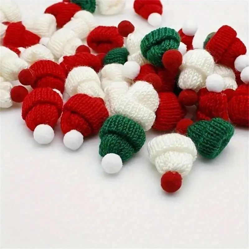 20 Mini Christmas Hats Set, Handmade Santa Claus Caps, DIY Craft Supplies, Colors, Perfect for Dolls & Decor Accessories