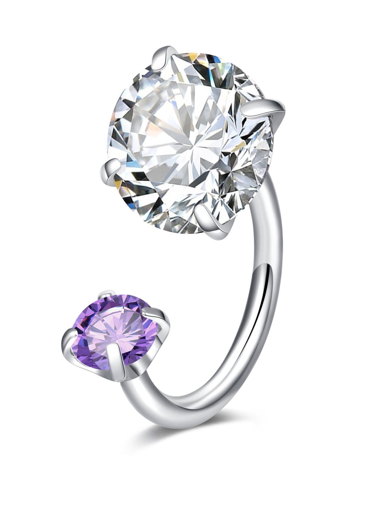 Stylish Horseshoe Earrings 18 Gauge Nose Ring, 6mm/3mm CZ Internal Thread Jewelry, Stainless Steel Hypoallergenic Cartilage Earrings Helix Piercing Septum Lip Ring Multipurpose