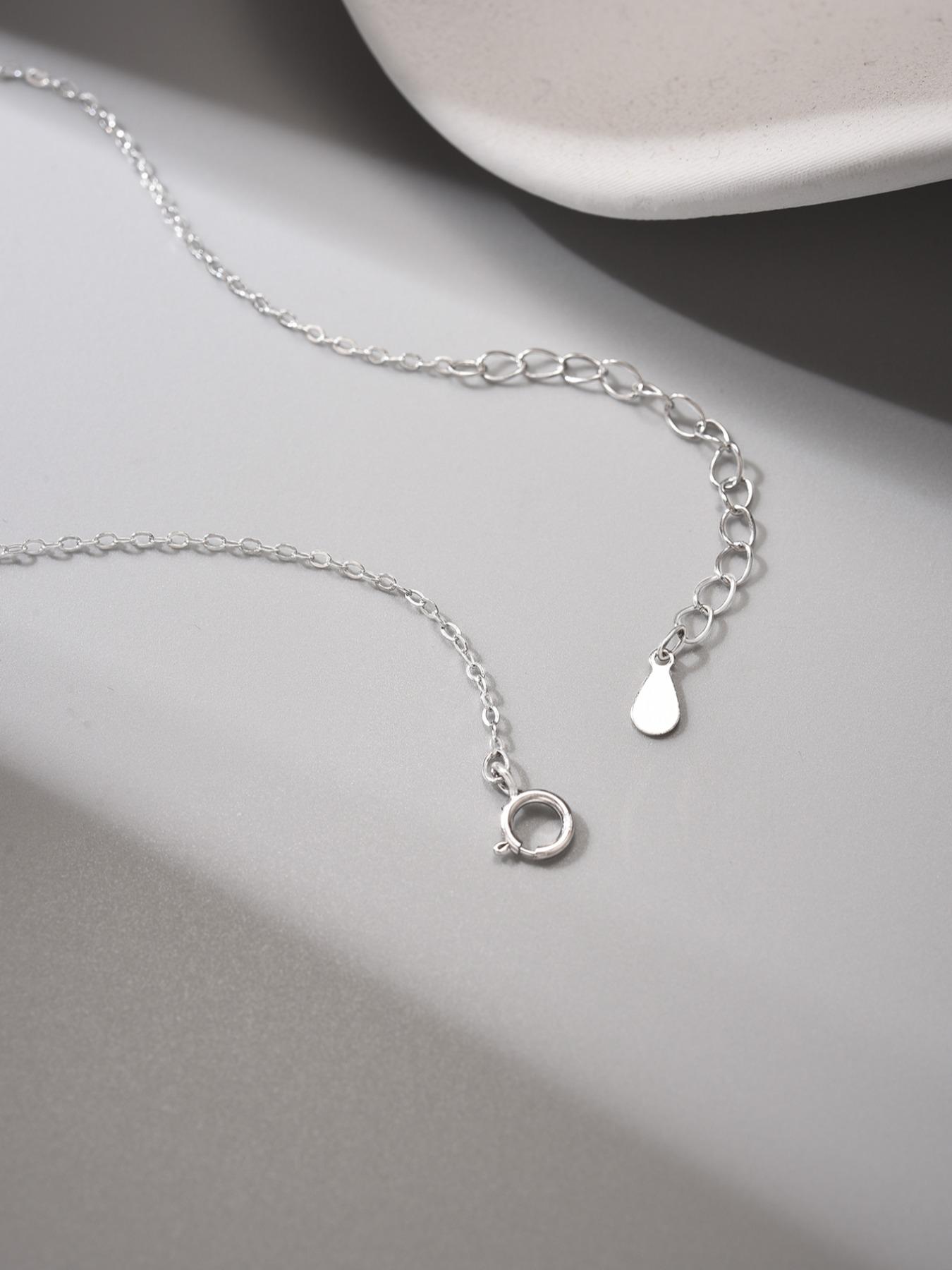 925 Sterling Silver Fashion Cross Pendant Necklace, Double Layered Artificial Zircon Decor Pendant Necklace, Trendy All-match & Exquisite Jewelry for Gift