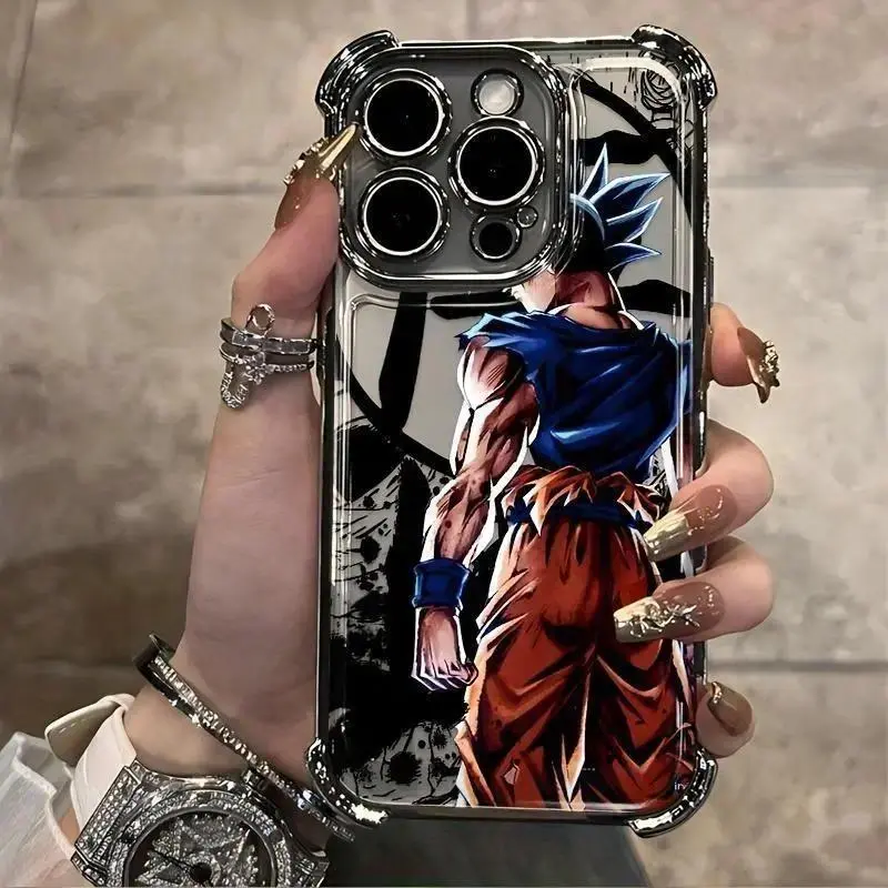 Classic Goku Graffiti Transparent Soft Shockproof Phone Case, Black Style Protective Cover For iPhone 17 Pro MAX Air 16 15 14 13 12 11 Pro MAX