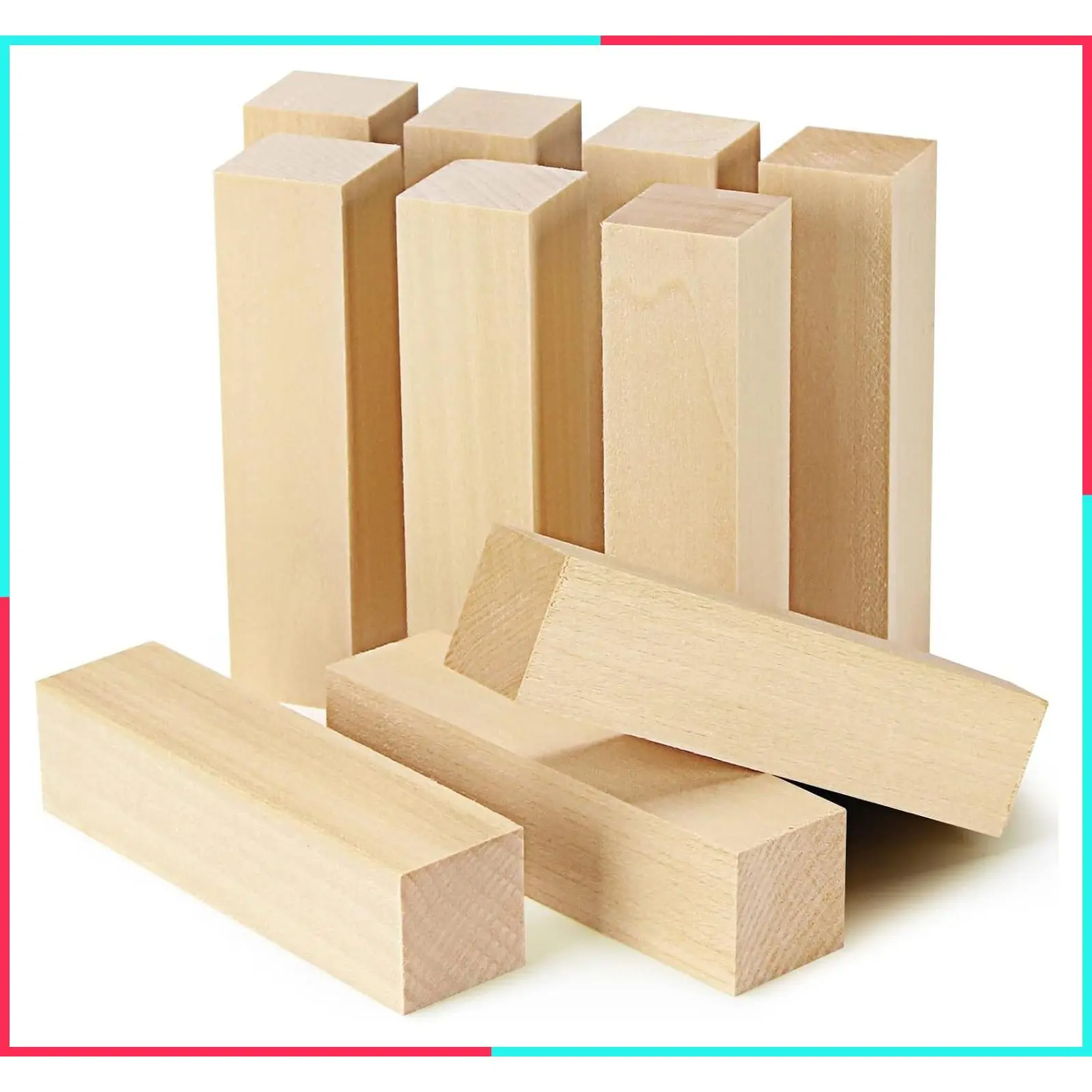 10 Pack Basswood Carving Blocks, 4 x 1 x 1 Inches - Soft Unfinished Wood Blocks for Whittling & Carving, Beginner to Expert