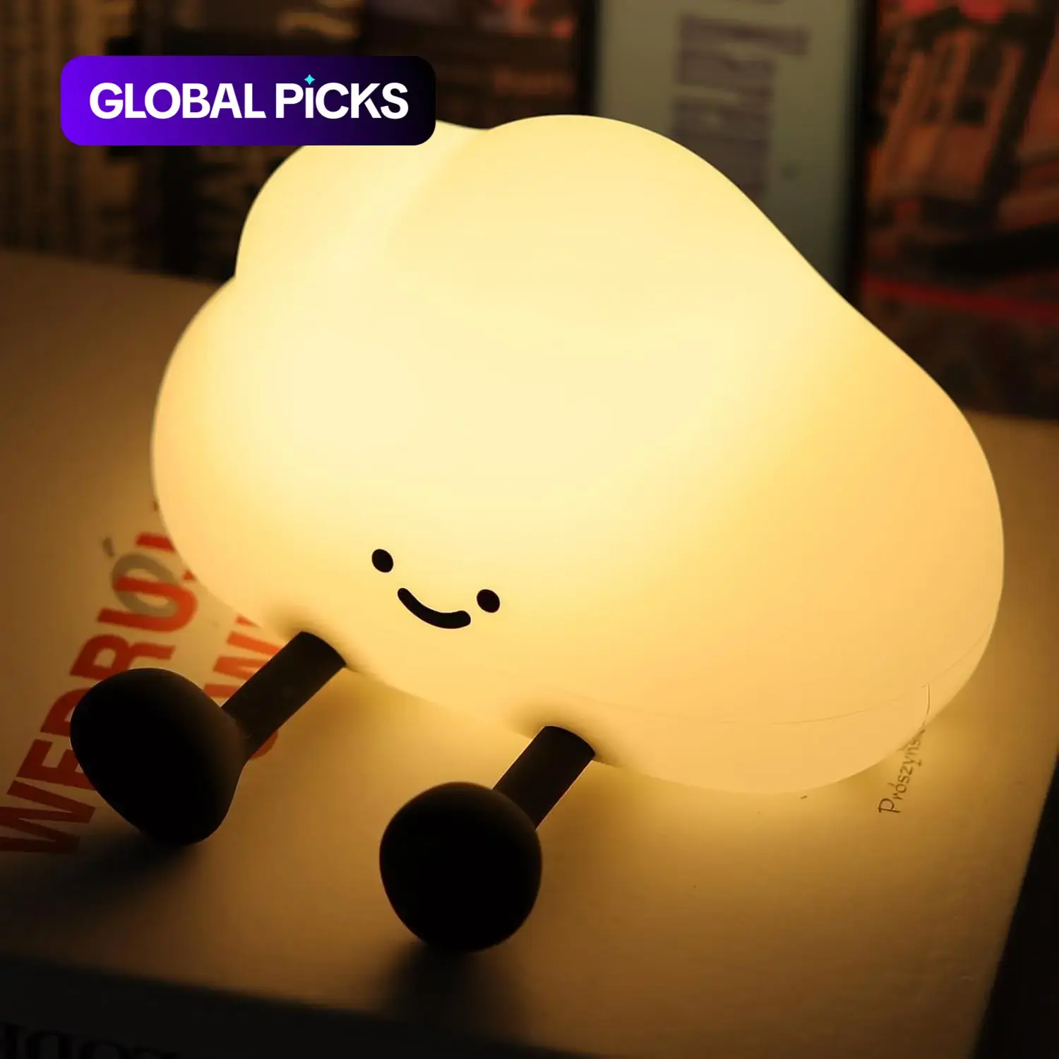 Cloud Shaped Night Light, USB Rechargeable 3 Level Dimmable Silicone Night Light, Funny Office Desk and Bedroom Decor, Birthday Gift