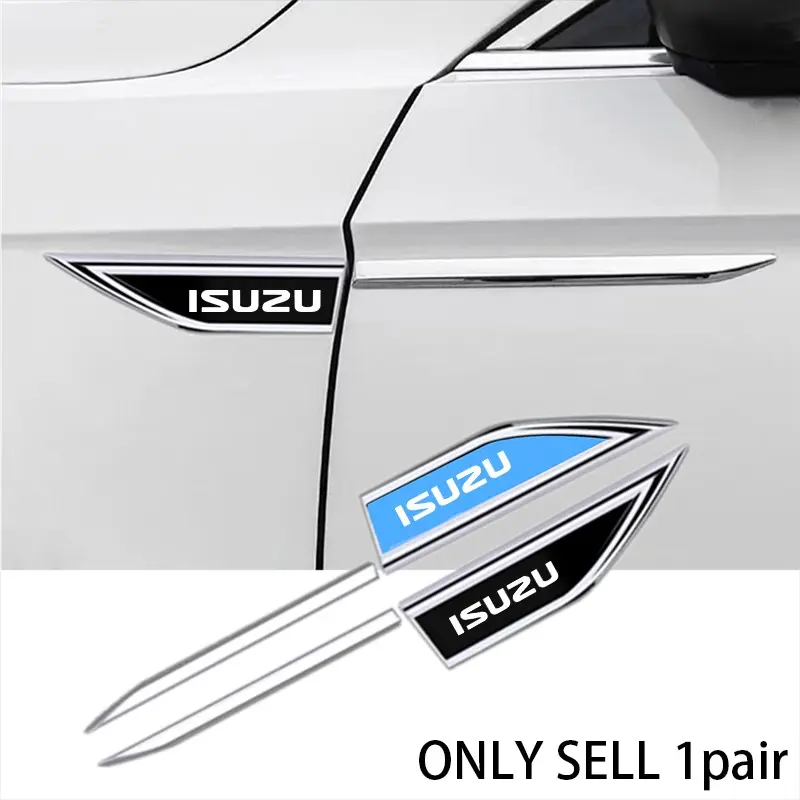 Metal Blade Side Sticker, Blue Dual Color 3D Leaf Decal, Universal Car Body Modification, for Isuzu D-Max, F-Series, Etc