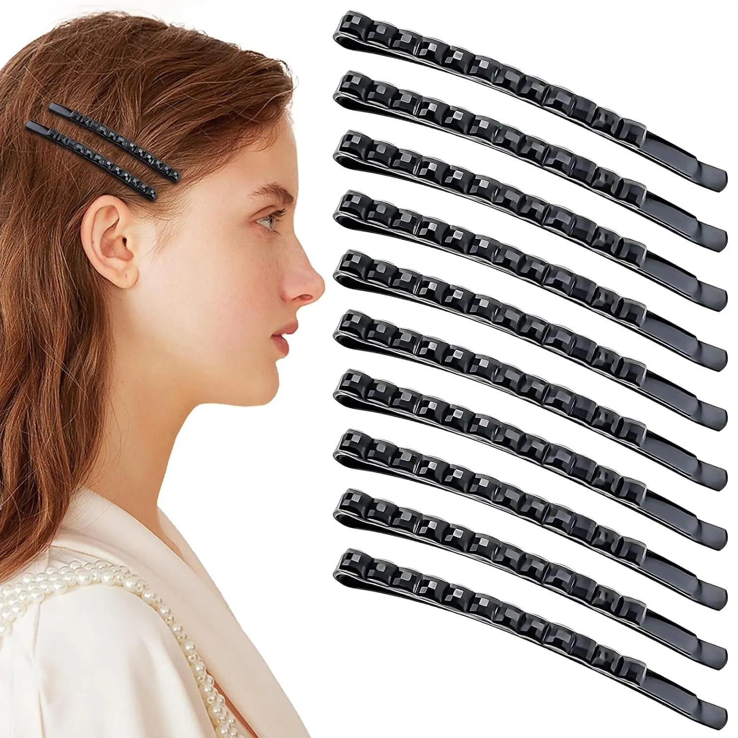 40 count Black Rhinestone  Bobby Pins, 2.44 Inch Metal Hair Clips Sparkly   Hair Pins Decorative Shiny Hair Barrettes Hair Accessories for Women Thick Long Updo Hair Style