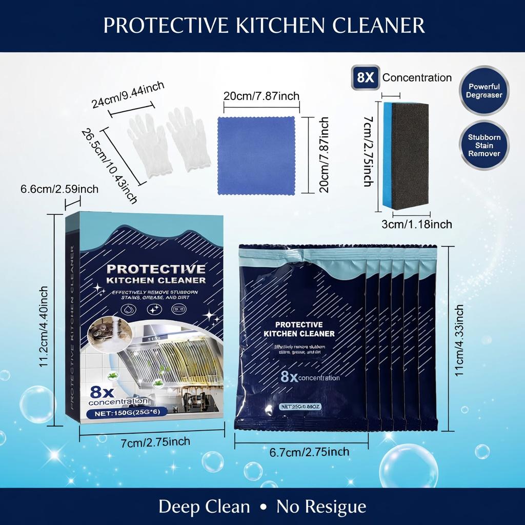 Heavy Duty Kitchen Degreaser Powder (Boxed) - Powerful Grease & Oil Remover for Stovetop, Range Hood & Cookware