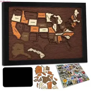 Solid Wood US Map DIY Wooden Puzzle, Educational Geography Toy & Travel Memory Tracker, Minimalist Wall Decor, Fun Family Game, Ideal Holiday Gift And Cozy Home Or Bag Accessory Ornament
