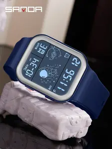 SANDA Men's Fashion Sports Alarm Clock Multi functional Waterproof Night Light Men's Electronic Watch Digital Watch