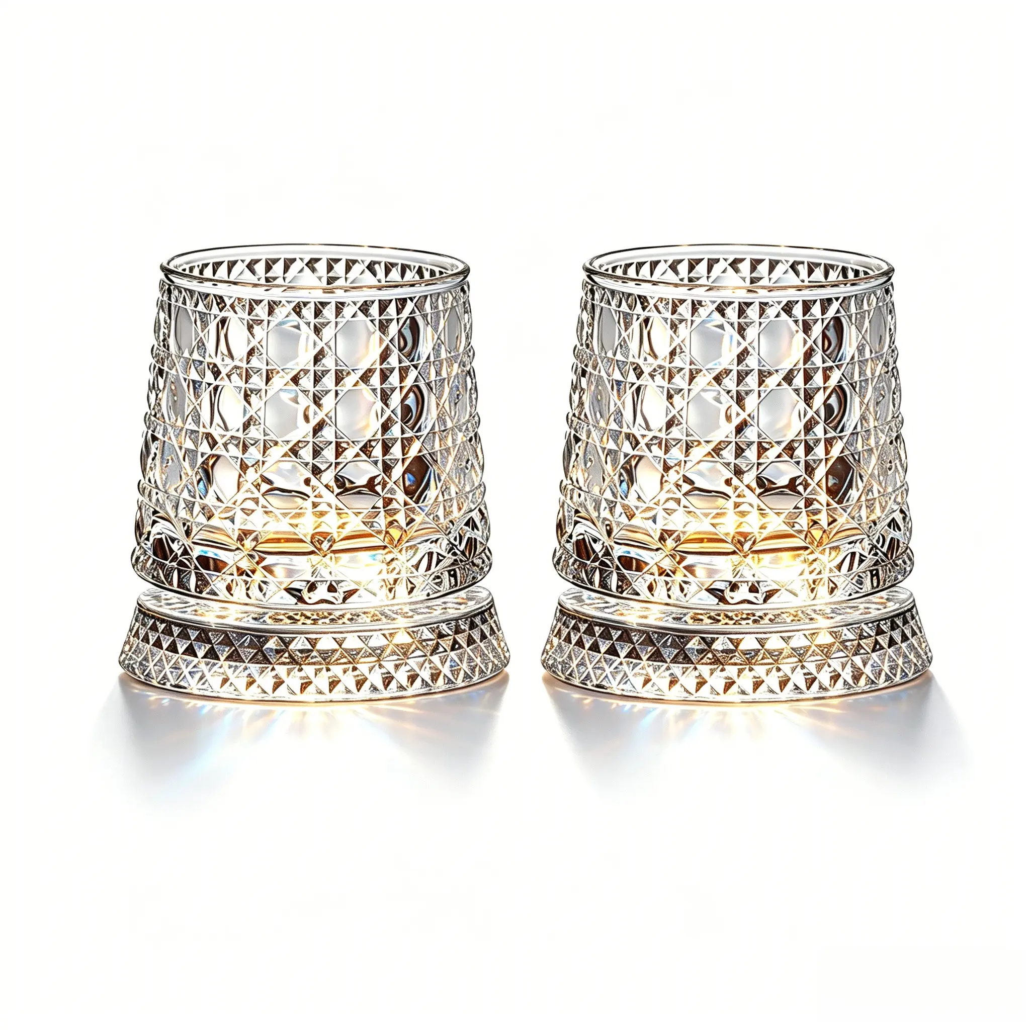 2pcs Luxury 360° Spinning Gem-Cut Crystal Glasses, Premium Gem Texture Stress Relief Whiskey & Wine Tumbler, Elegant European Barware Drinkware Gift Set