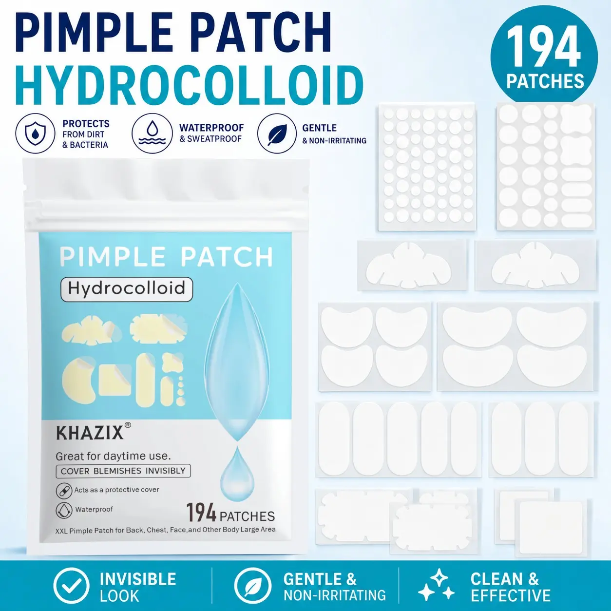 194pcs Transparent Acne Patches, Perfect Fit, Instant Coverage, Anti Blemish, Covers Blemishes, Acne, Pimples, Scars, Invisible Acne Concealer, Daily Face Care, Gentle