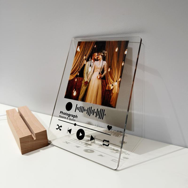 Personalized LED Night Light Photo Plaque with Scannable Song Code, Custom Music Plaque Night Light Gift for Valentine's Day, Song Picture Frame, Custom Led Light Night Lamp, Custom Actylic Music Photo Plaque, Gift for Boyfriend, Anniversary Gift