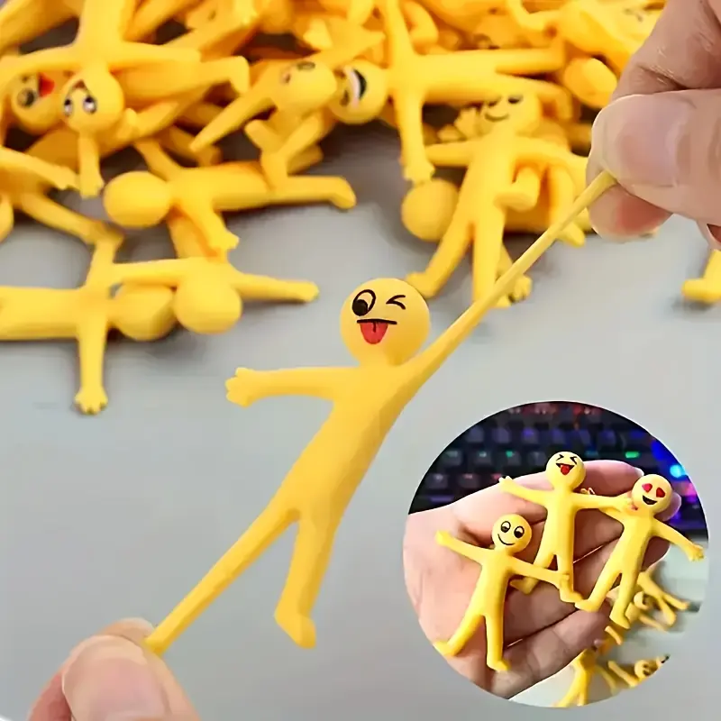 20pcs Creative Lala Toys - Stretchable Yellow Figure - Christmas Toys Folded in Semi-Soft Plastic Dolls (Random)