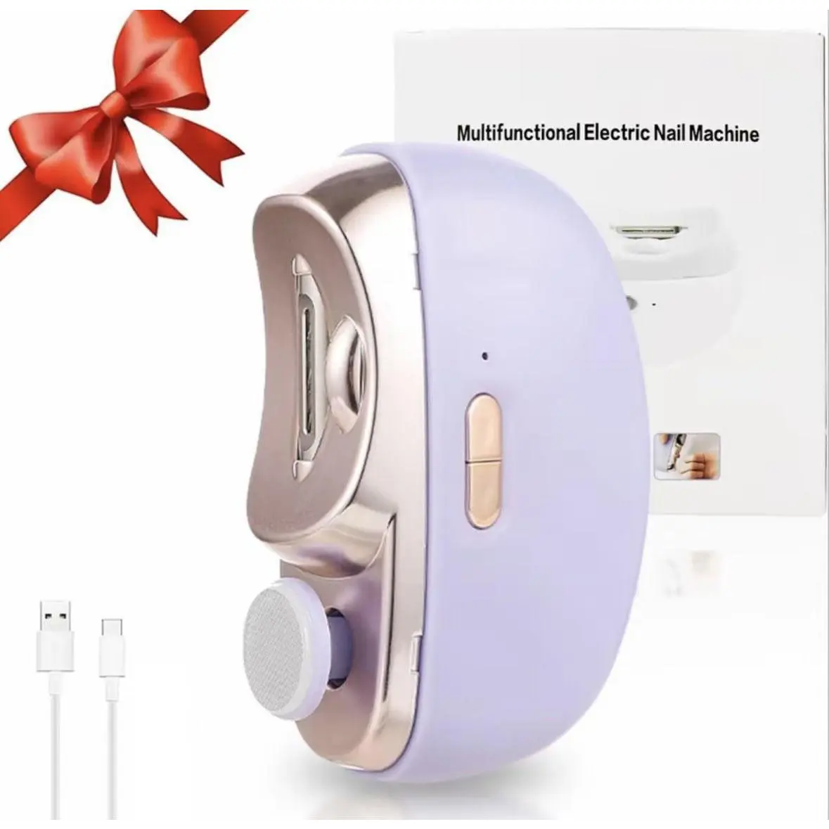 Electric Nail Clippers, Three-In-One Automatic Electric Nails with Polishing, USB Rechargeable with Light Scissors, Portable LED Nail Trimmer