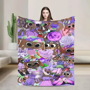 Dandys World Cartoon Throw Blanket, Soft Plush Fleece Blanket for Bed Sofa Couch, Cozy Gaming Room Decor Gift for Kids Teens and Fans