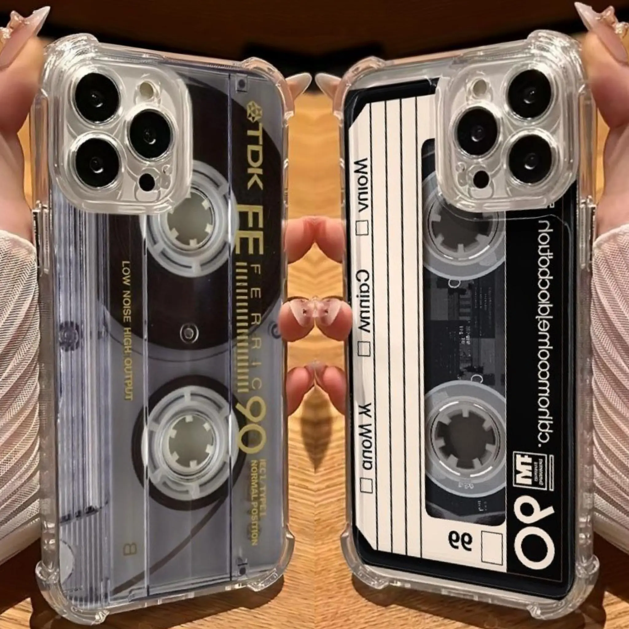 Retro Cassette Pattern Silicone Soft Phone Cases for iPhone17 16 15 14 13 12 11 Promax Pro Plus Air Clear TPU Shockproof phone Protective Cover Gift For Birthday Thanksgiving Christmas Halloween