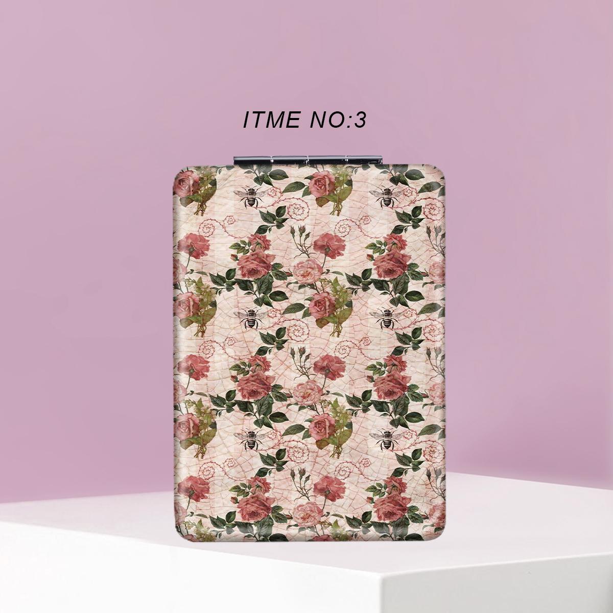 Y2K Wind Flower Pattern Portable Easy to Fold, Rectangular Mirror, Mini Handheld Cosmetic Mirror, Suitable for all kinds of festivals, New Year's Mother, Thanksgiving, Valentine's Day souvenirs, send to family, sisters, relatives and friends