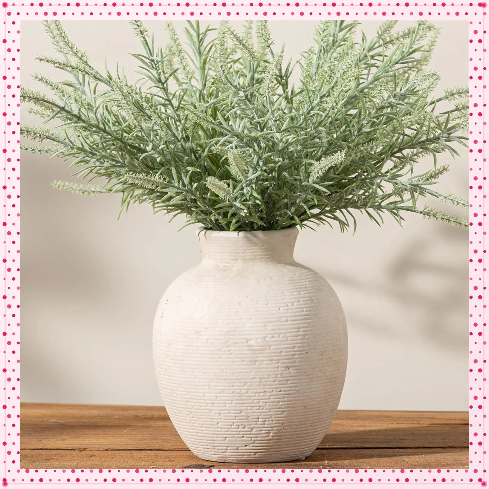Rustic Ceramic Flower Vase 7.4 inch - Farmhouse Vintage Decorative Vase for Home Decor, Living Room, Kitchen, Bedroom, Bookshelf, Office, Desk, Dining Table, FireplaceGift