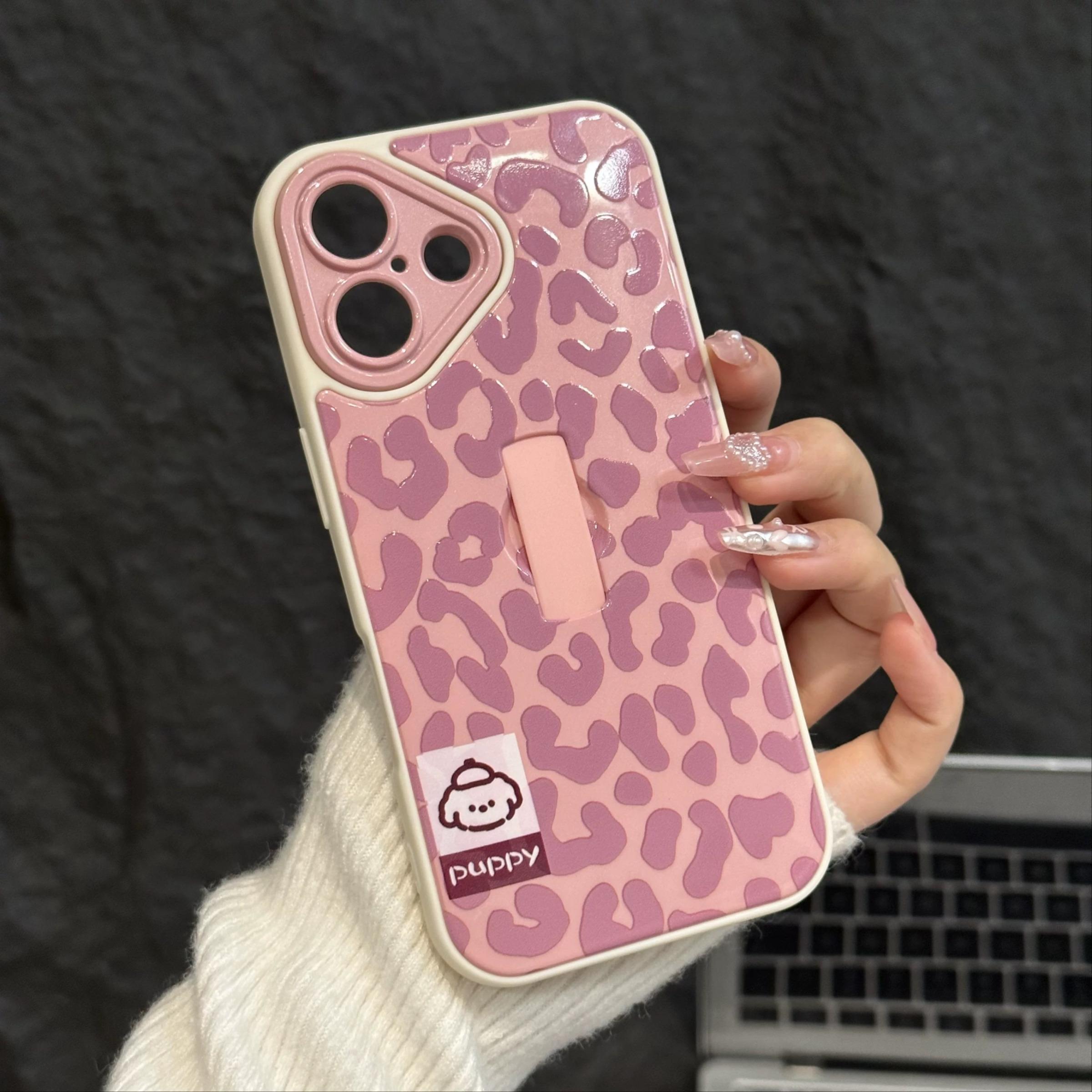 Fashion Leopard Pattern Phone Case with Ring Holder, Shockproof Phone Protective Cover, Phone Accessories Compatible with iPhone 17 16 15 14 13 12 11 Pro Max, Casing