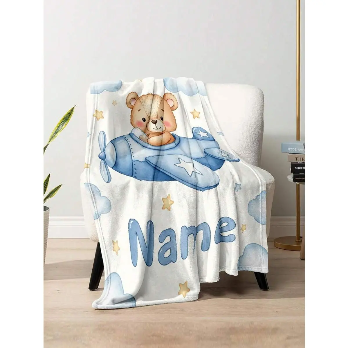 1pc Customized Flannel Personalized Blanket For Sofa Bed, Customizable With Family Pet Couple Name, Ideal Photo Blanket Gift For Birthday And Wedding Anniversary warm, Polyester, Breathable, Room Decor, Home, Flannel Fabric