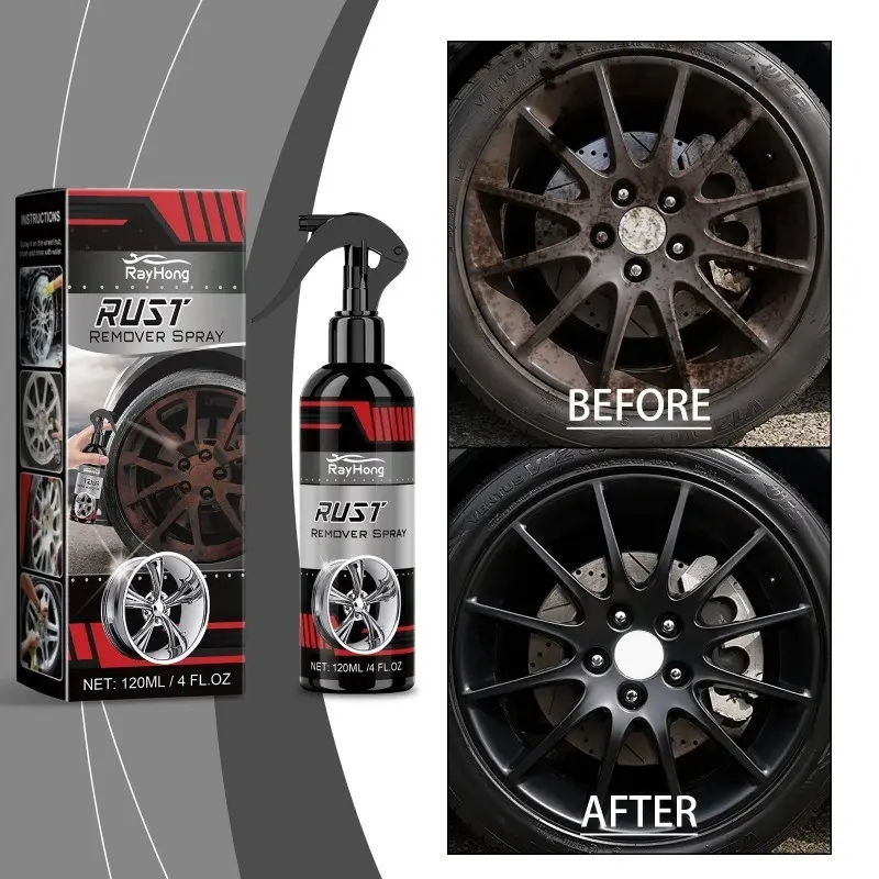 Powerful Wheel Rust Remover Spray Alloy Rim Cleaner Polish Dust Cleaner Anti-Corrosion Protection Oxidation for Car Truck Motorcycle Wheel