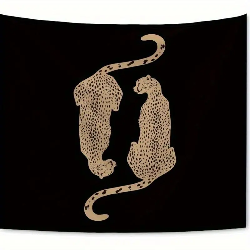 Black Panther Patchwork Print Artistic Tapestry with Leopard & Cheetah Motifs, Polyester Vintage Retro Artwork Tapestry, Room Decor for Dormitory Bedrooms, Artistic Tapestry Tapestries homedecor
