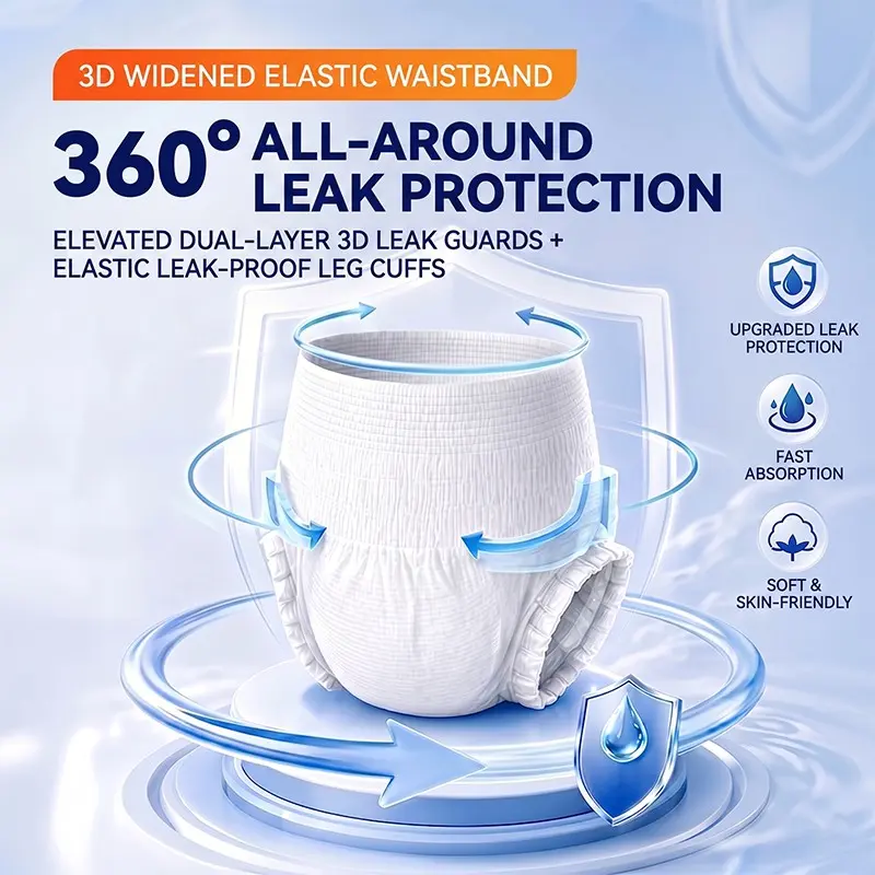40 Pcs Adult Pull-On Underwear, Medium & Large Sizes, Unisex Incontinence Pants, Disposable Protective Briefs, Strong Absorbent, Breathable, Leak-Proof, Diaper