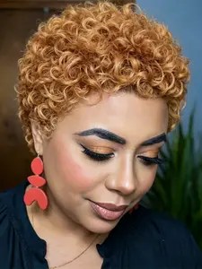 30# color afro curly pixie cut wig human hair wig short curly pixie cut wig for women daily party cosplay use human hair wig pixie wig